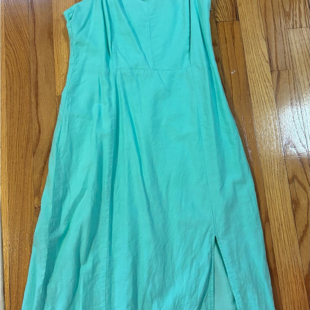 J. Crew Factory Mint Green Sleeveless Midi Dress  linen blend NWOT